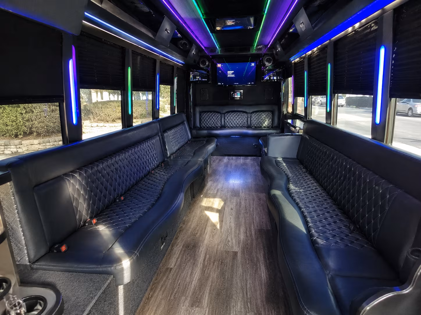 somerville 15 passenger party bus interior