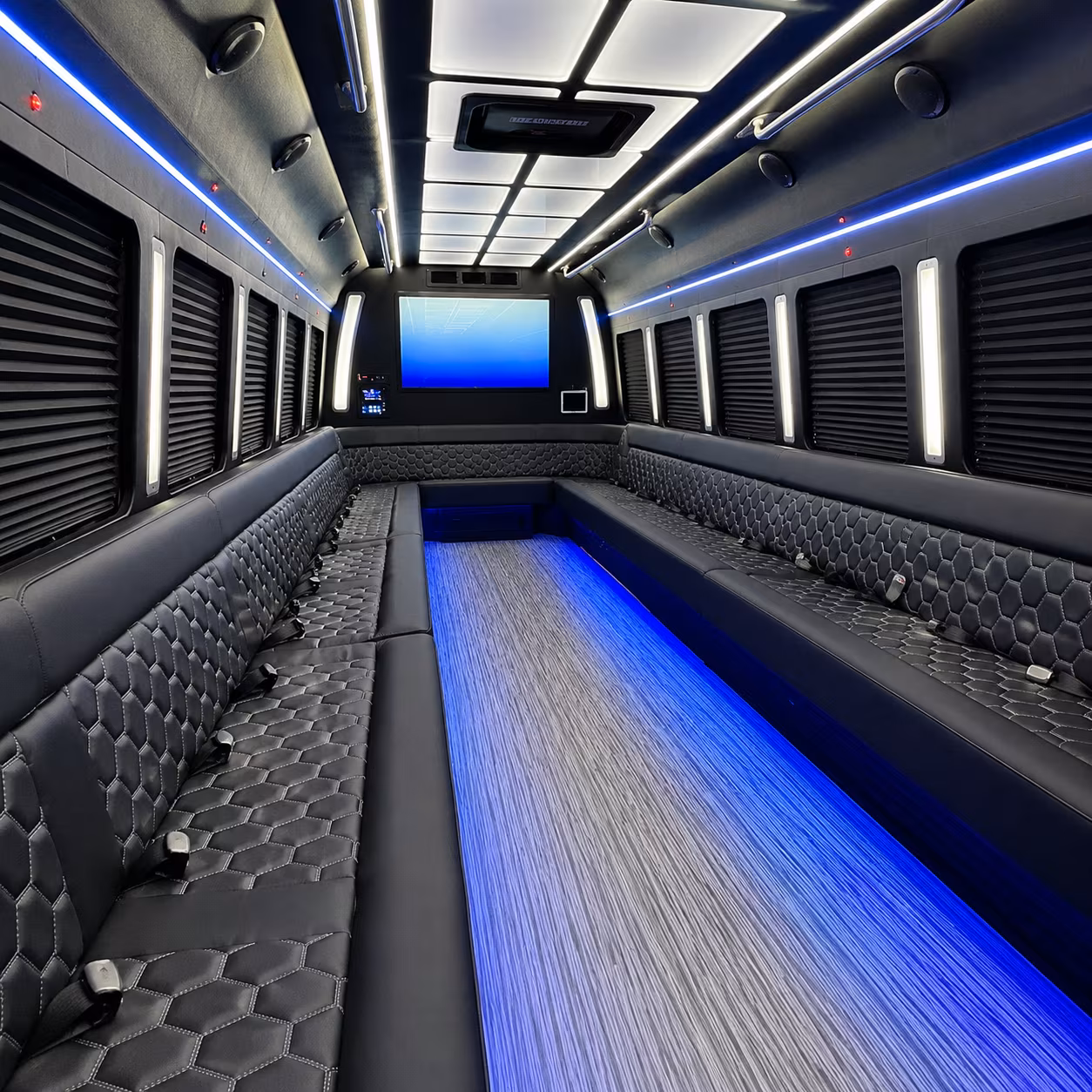 somerville 50 passenger party bus inside
